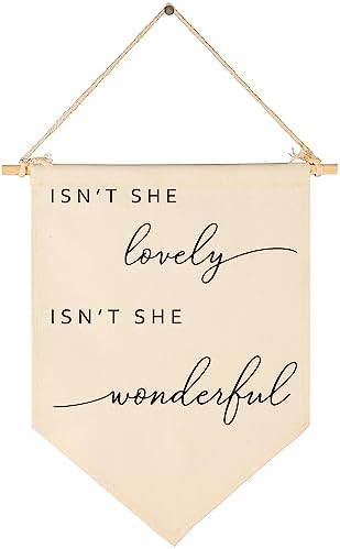 Isn't She Lovely-Flag Decor Gift for Girls Baby Newborn -Banner Pennant Wall Sign Gift for Nursery Baby Room Playroom Bedroom