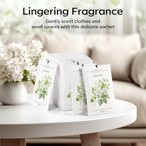 MYARO 12 Pack Jasmine Scented Sachets, Closet Deodorizer Car Air Freshener