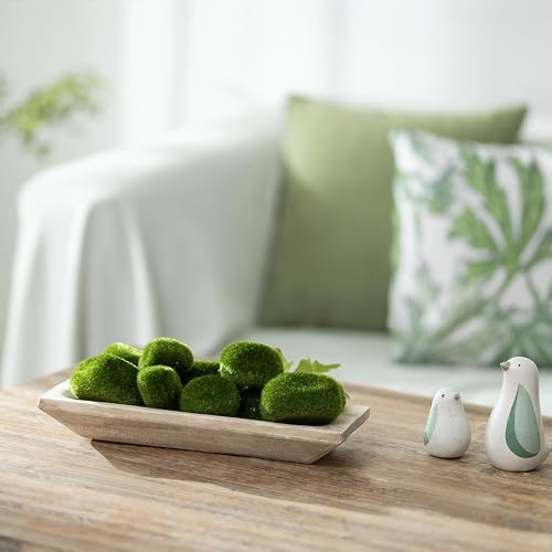 Hanobe Solid Wooden Decorative Bowl for Coffee Table Entryway Decor, White