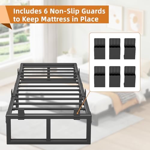 18 Inch Metal Twin XL Bed Frame with Steel Support, Noise-Free