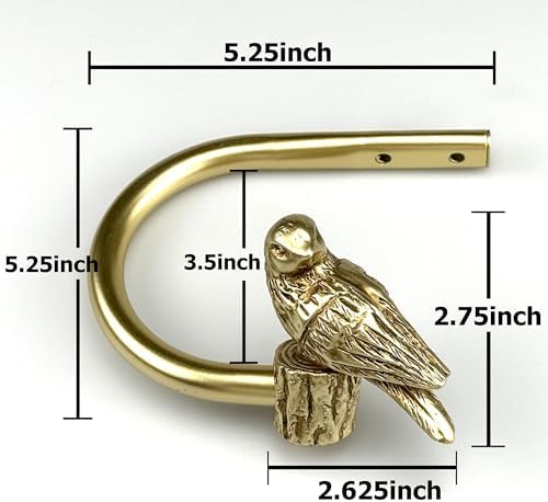 Curtain Drapery Holdbacks with Resin Bird, Wall Mount Drapery Hooks Holders, Set of 2, Gold
