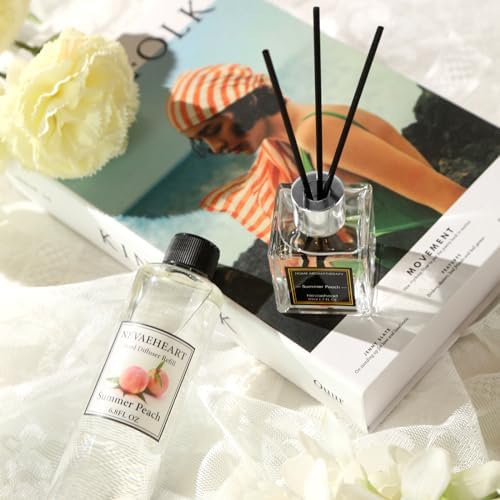 Reed Diffuser Refill, Gardenia Reed Diffuser Oil with Sticks Set, 6.8oz(200ml) Reed Diffuser Oil Refill Home Fragrance for Bedroom, Bathroom Home Decor