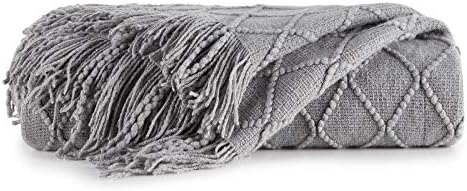 BOURINA Light Grey Throw Blanket 50x60 Inch Knitted Soft Throw Sofa Blanket