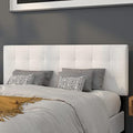 Flash Furniture Bedford Box Stitch Tufted Upholstered Queen Size Headboard in White Fabric