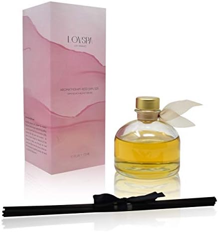 Reed Diffuser Set, Sandalwood & Amber Scented Oil Diffuser with Sticks, Home Fragrance Accessories for Bathroom Shelf Decor, Aroma Diffusers for Home or Office Fall Decor, USA Made