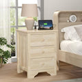 VINGLI Unfinished Solid Wood Nightstand for Color DIY, 18.54" W Nightstand with Charging Station, Nightstand with Drawers, Natural Wood Nightstands/Bed Side Table/End Table, Night Stand for Bedroom