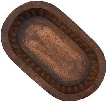 Samhita Mango Wood Decorative Bowls for Home Décor, Decorative Long Wooden Bowl for Table Centerpiece (10" x 6" x 2")