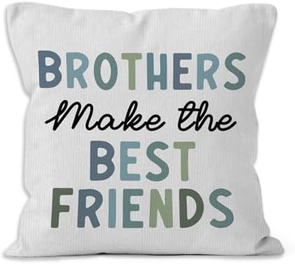Boys Room Throw Pillow Cover 18x18, Brothers Make the Best Friends Decorative Pillow Covers for Kids Toddler Boy Nursery Room Bedroom Playroom, Playroom Accent Pillows Cover Pillowcases