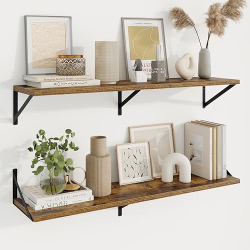 Axeman Deep Floating Shelves, 40'' x 10'' Brown Wall Shelves Set of 2