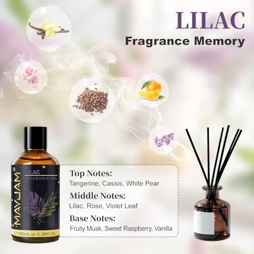 MAYJAM Lilac Fragrance Oil Essential Oils for Diffusers, 100ML/3.38FL.OZ