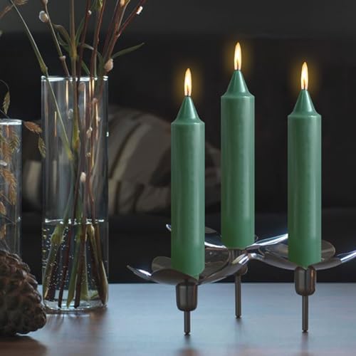 NJAO HOO Decor Dark Green Short Taper Candle 7 Inch Candlesticks Unscented Dripless Tapered Candle Set for Home Decor Wedding Party Dinner Candles, 4 Pack