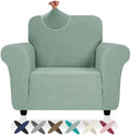 ZNSAYOTX Super Stretch Chair Slipcover (30"-47"), New Striped Sofa Chair Covers for Living Room, Dogs Pet Friendly Anti-Slip Chair Protector Spandex Armchair Slipcovers (Pea Green, Chair)