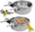 PINVNBY Stainless Steel Bird Bowl Parrot Food Water Bowl with Clamp Holder