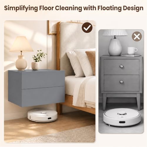 GIANTEX Floating Nightstand Set of 2, Wall-Mounted Table with 2 Drawers