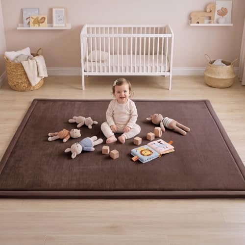1.3" Thick Baby Play Mat for Floor,71x79 Large Memory Foam Tummy Time Mat