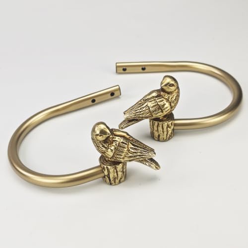 Curtain Drapery Holdbacks with Bird Design, Wall Mount Drapery Hooks Holders, Set of 2, Gold, Large Size(4.5'' Inner Diameter)