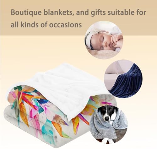 Tropical Leaf and Floral Blanket, Soft, Cozy, Lightweight Flannel Throw Blanket - Ideal for Couch, Bed, Travel, Fuzzy Decorative Home Decor for Indoor and Outdoor Use 60"x50"