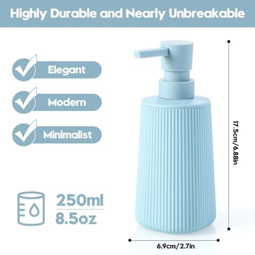 YAUKPH Small Soap Dispenser for Bathroom and Kitchen Light Blue