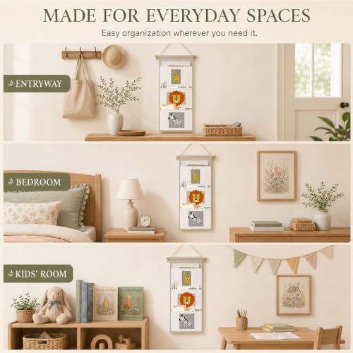 IAXIC Wall Organizer, Safari Animal Canvas Storage for Nursery Room