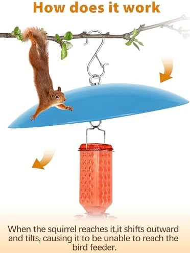 13" Bird Feeder Rain Guard, Hummingbird Feeder Shade Dome Cover, Hanging Baffle for Bird Feeder Pole,Smart Birds Feeder's Umbrella(Translucent Blue), 1 Pack