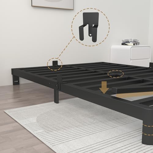 ITIMIDI 4 Inch Queen Platform Bed, Heavy Duty Steel, No Box Spring, Black