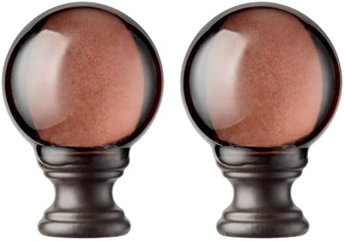 2 Pcs Lamp Finials, Ball Shaped Tawny Crystal Glass with Bronze Finish Screw Knob Base for Lamp Shade Top Cap, Decoration Accessories for Table and Floor Lamps (2 Inches Tall)