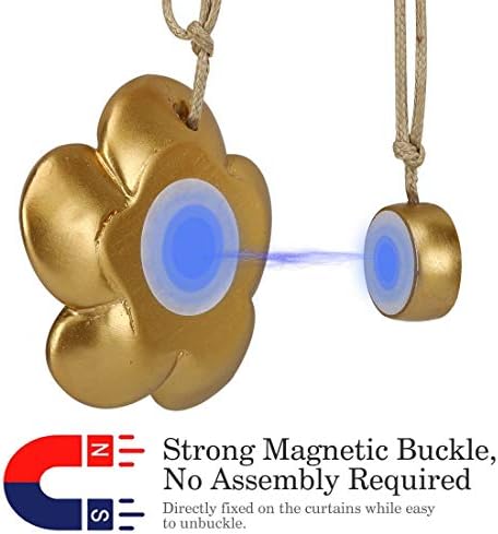Lewondr Magnetic Curtain Tiebacks, Flower Vintage Curtain Holdbacks, Gold