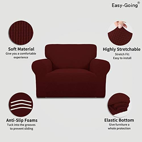 Easy-Going Stretch Oversized Chair Slipcover with Arm Washable Wine