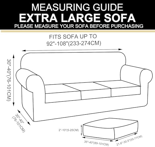 4 Pieces Stretch Couch Cover for Oversized Sofa, Orange
