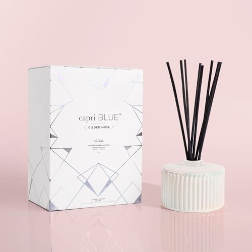 Capri Blue Muse Reed Oil Diffuser - Comes with Diffuser Sticks, Oil, and Glass Bottle - Aromatherapy Diffuser - 7.8 Fl Oz - Volcano