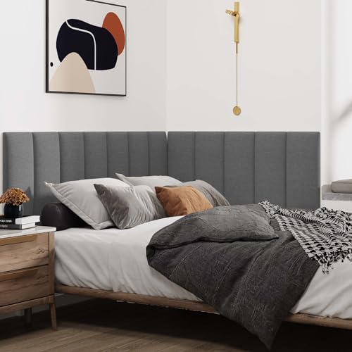 IFNOW Wall Mounted Headboard, Peel and Stick Panels, Dark Grey, Queen