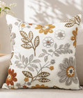 Fall Embroidered Throw Pillow Cover 20x20 Inch, Amber Blooms