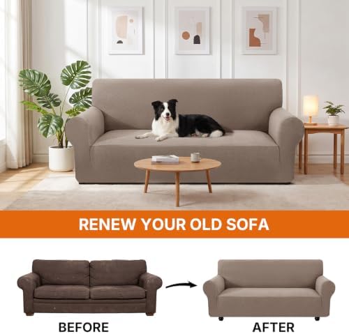 XINEAGE Stretch 4 Seater Slipcover, Non-Slip Pet Couch Cover,Khaki