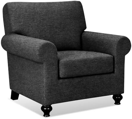 URBANLIFE 2-Piece Stretch Sofa Covers for 1 Cushion Couch, Black