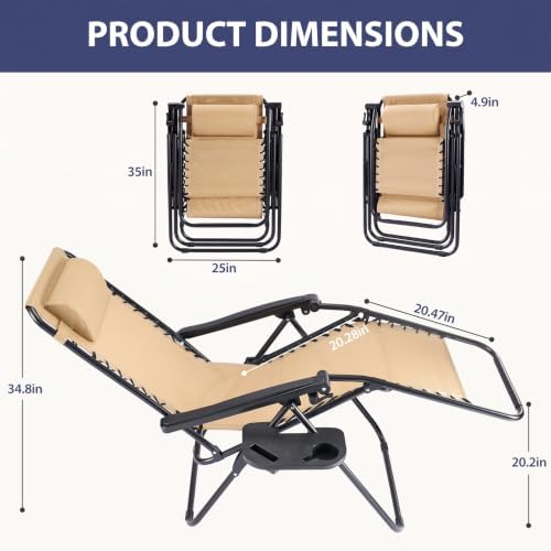 Sweetcrispy Zero Gravity Chairs Set of 4, Reclining Camp Chair