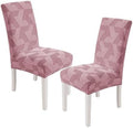 JIVINER Stretch Dining Chair Slipcovers Set of 2, Geometrical Jacquard Dining Chair Covers, Washable Kitchen Chair Covers for Dining Room, Hotel, Party, Pink