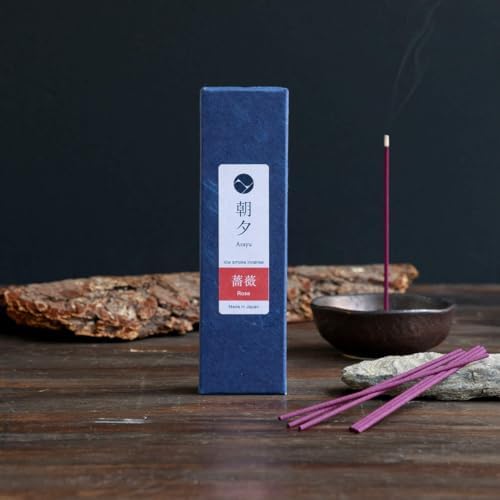 Asayu Japan Rose Incense Sticks, Low Smoke Japanese Incense, 20g
