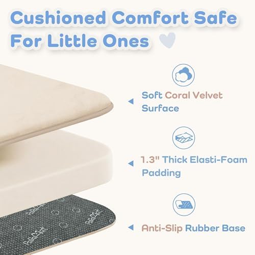 1.3" Thick Baby Floor Play Mat 50x74, Basic Padded Foam Mat for Tummy Time Crawling, Non Slip Cushioned for Babies Toddlers Infants Kids (Beige)