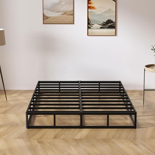 Metal Box Spring Queen Size - 9 Inch High Profile Heavy Duty Black Bed Base Non Slip Mattress Foundation Box Springs for Queen Bed, Easy Assembly, No Noise