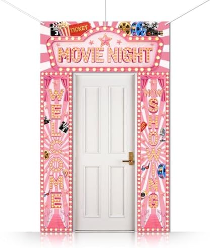 CUTHOLLOW 3Pcs Pink Film Decorations Porch Sign Banner