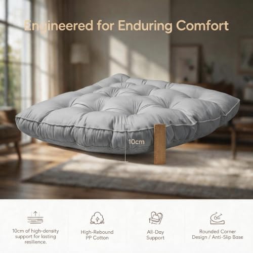 TOPCHANCES Large 4-Inch Thick Floor Cushion for Kids,39" Round Corner Playroom Pillow,Soft Non-Slip Floor Seat for Yoga Reading Meditation&Gaming