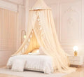 Mengersi Bed Canopy for Girls Kids,Double Canopy Bed Curtains Round Dome Mosquito Net Castle Play Tent Castle for Girls Room Decor (Ivory/Double)