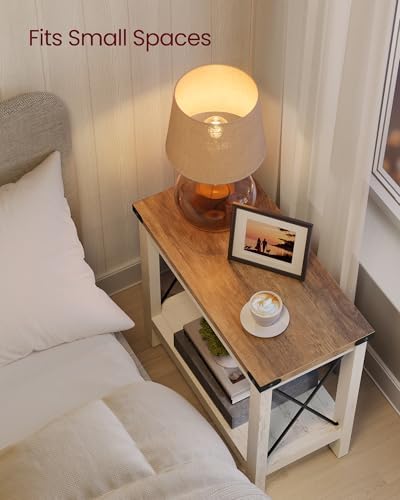 VASAGLE 2-Tier End Side Table, Small Accent Nightstand with Bottom Shelf