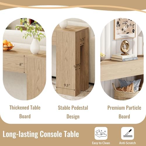 Epecoya Extra Long Console Table for Entry Way 79-Inch, Light Oak