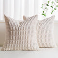Pack of 2 Corduroy Decorative Throw Pillow Covers 26x26 Inch, Cream White