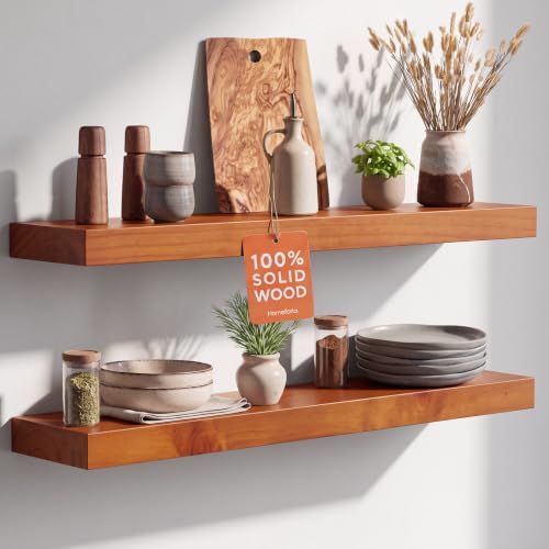 Homeforia 30 Inch Floating Shelves, High-End Solid Pine Wood, Set of 4