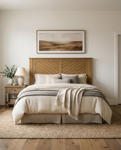 ComfIQ Serene Wood Panel Headboard with Chevron Scoring, Queen, Pine