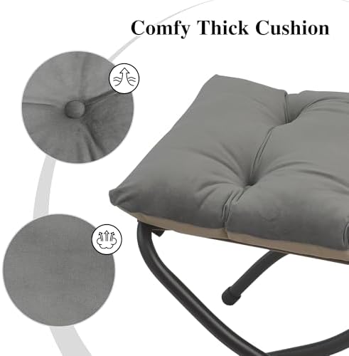 15"(H) Folding Ottoman, Set of 2, Foldable Footrest Stool, Small Foot Stool for Couch, Collapsible Foot Rest Ottoman for Sofa, Accent Padded Ottomans for Living Room, Bedroom, Dark Grey