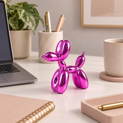 Red Balloon Dog Decor,Balloon Animal Decor,Shelf Decor Preppy Room Decor,Cute Statue Home Decor, Bedroom Modern Sculpture Desk Decor,Office Gold Decorations Small Figurines