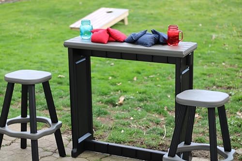 Single Bar Set Includes 2 Barstools Deep Grey Top & Black Base Ideal for Patio Hot Tub Area Backyard Durable WeatherResistant Design Easy Nohardware Assembly Proudly Made in USA